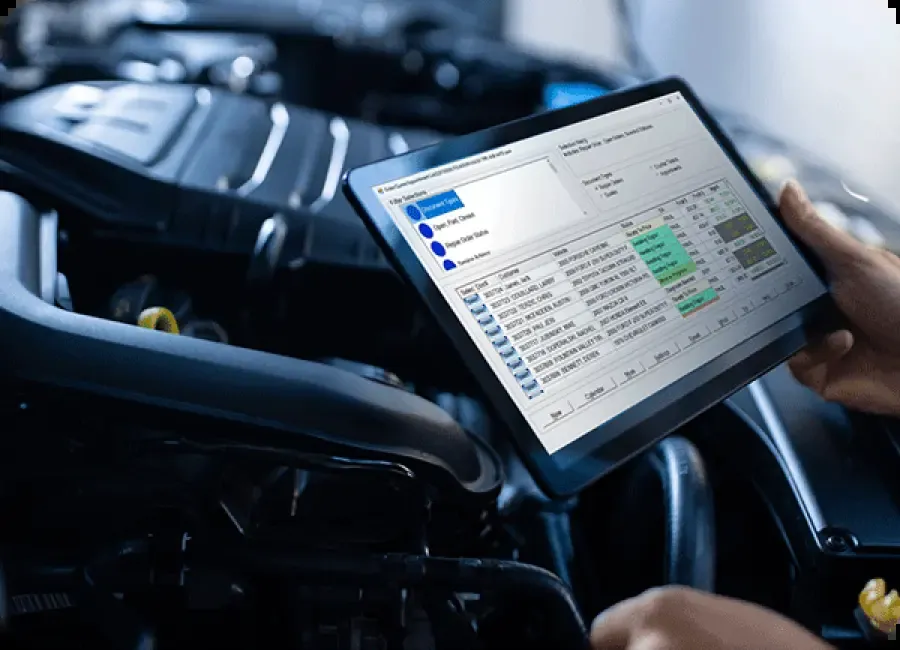 Dealer management software on a tablet
