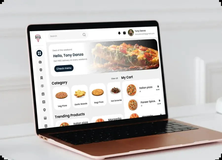 Restaurant management dashboard on a laptop