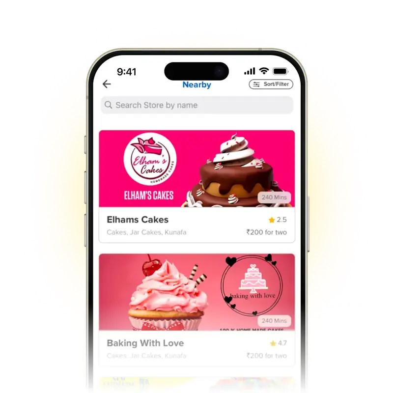 Bunana grocery app listing nearby stores