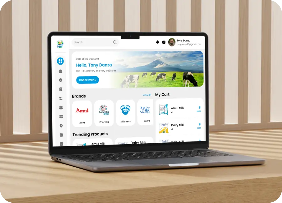 Milk and subscription delivery software interface