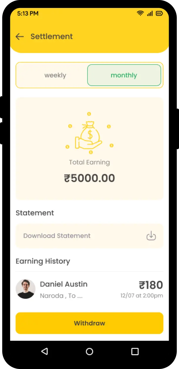 Driver App Screen 3