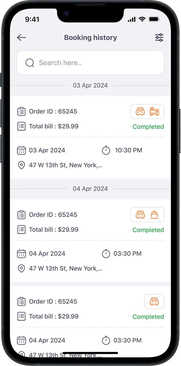 Fuel Delivery App - Booking History