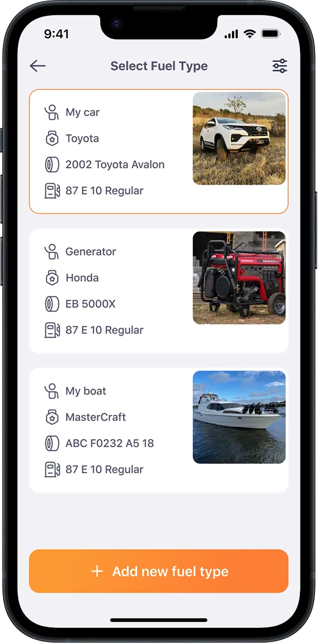 Fuel Delivery App - Select Fuel Type