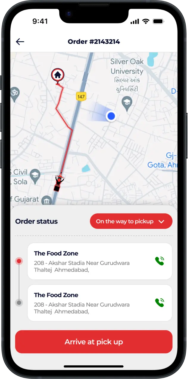 Driver App Order Page